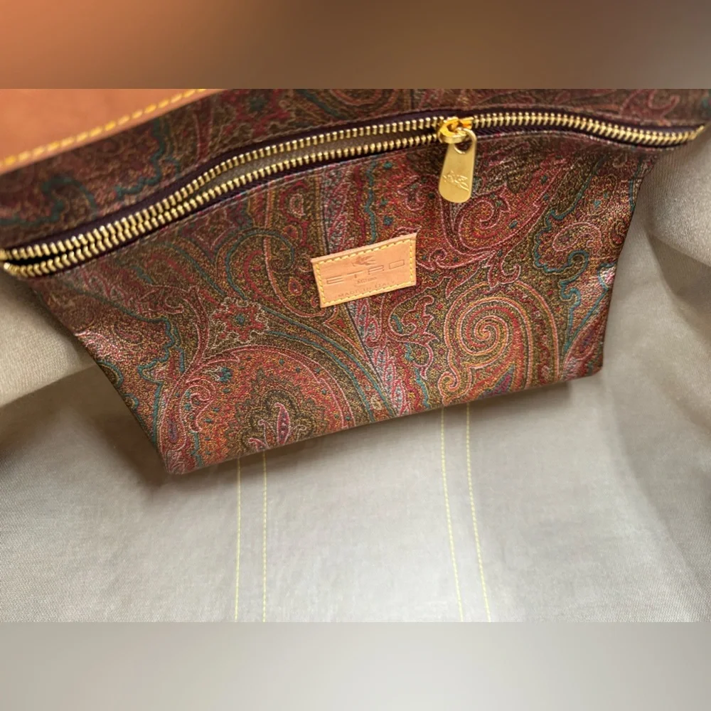 ETRO -Authentic-Paisley Coated Canvas Bandolier Duffle w/ Lock/Key/Strap 60 - Picture 10 of 16